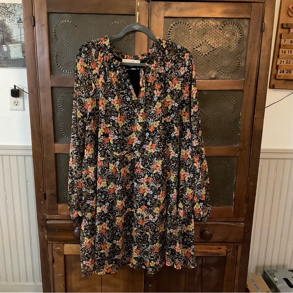 Ann Taylor Loft Floral Tiered Swing Prairie Dress XL